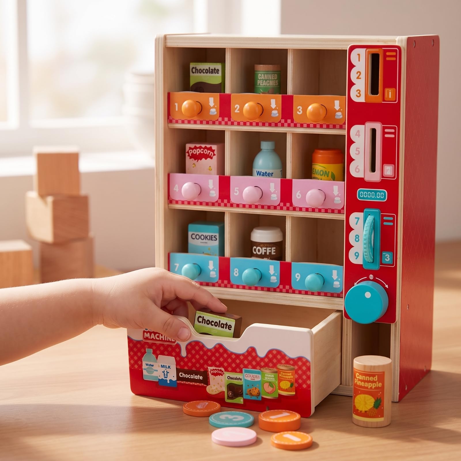 Gralara Distributore Automatico Giocattolo Realistico Distributore Automatico Giocattolo Interattivo Gioco D'imitazione per Bambini, Scuola Dell'infanzia