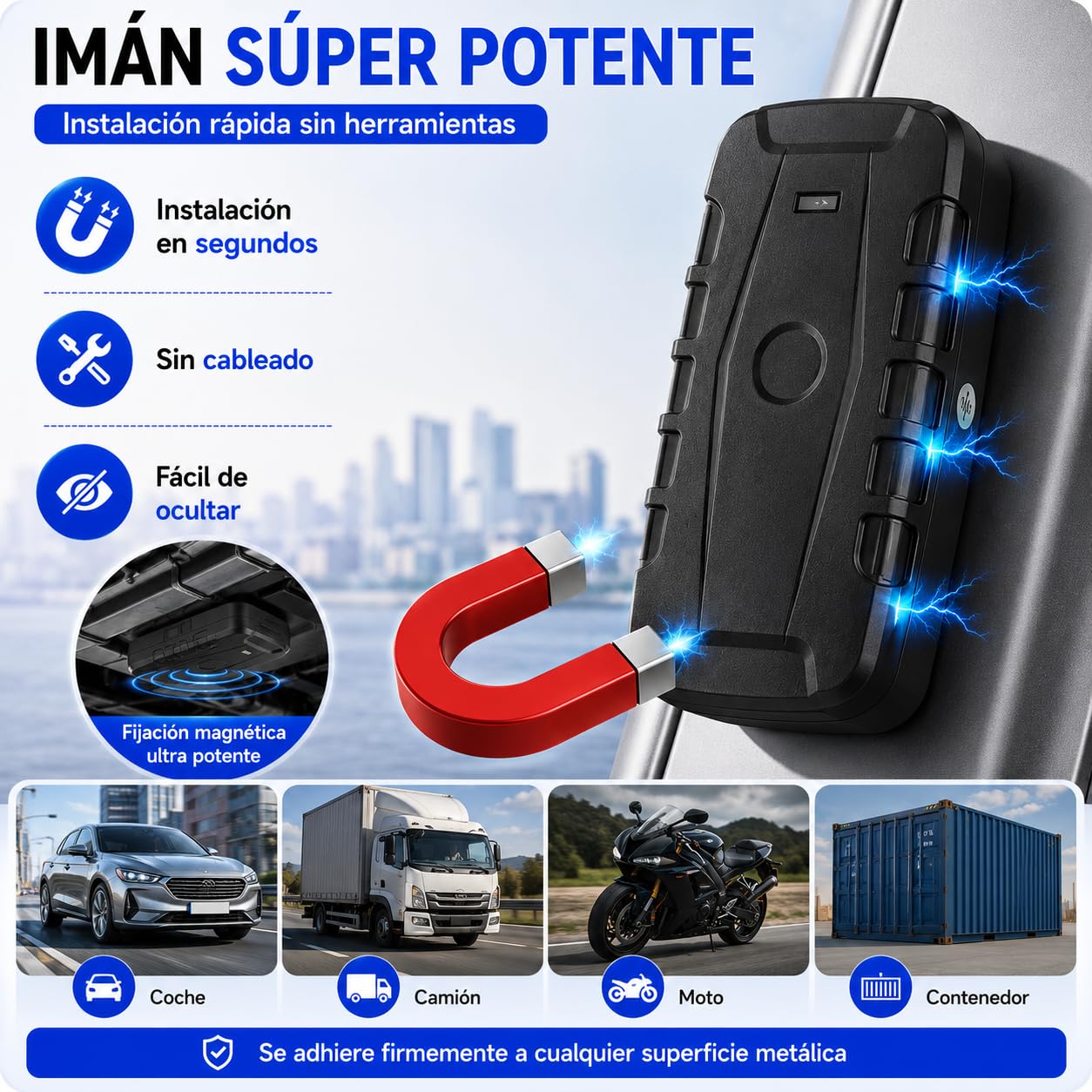 Winnes TK918 4G GPS Tracker para coche GPS Tracker sin suscripción, localización en tiempo real, batería de 20000 mAh, tiempo de espera de 240 días con imán fuerte, ubicación por SMS/APP/Web, requiere