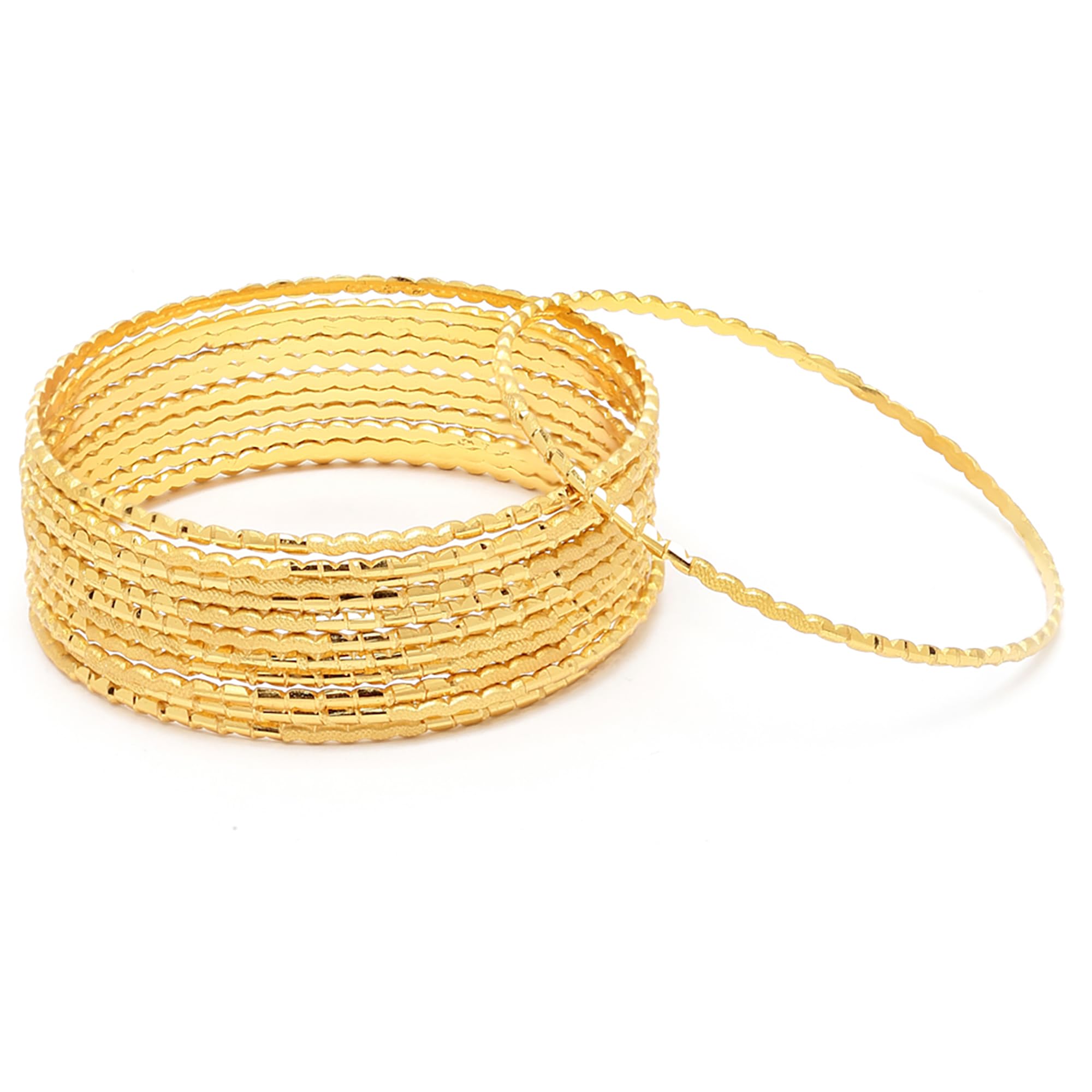 See full amazon price history chart for ZENEME Set Of 12 Gold-Plated Handcrafted Textured Classic Bangles For Girls and Women (2.8) ZENEME Set Of 12 Gold-Plated Handcrafted Textured Classic Bangles For Girls and Women (2.8) (B0CKFDSSJV) Amazon Price History, Amazon Price Tracker