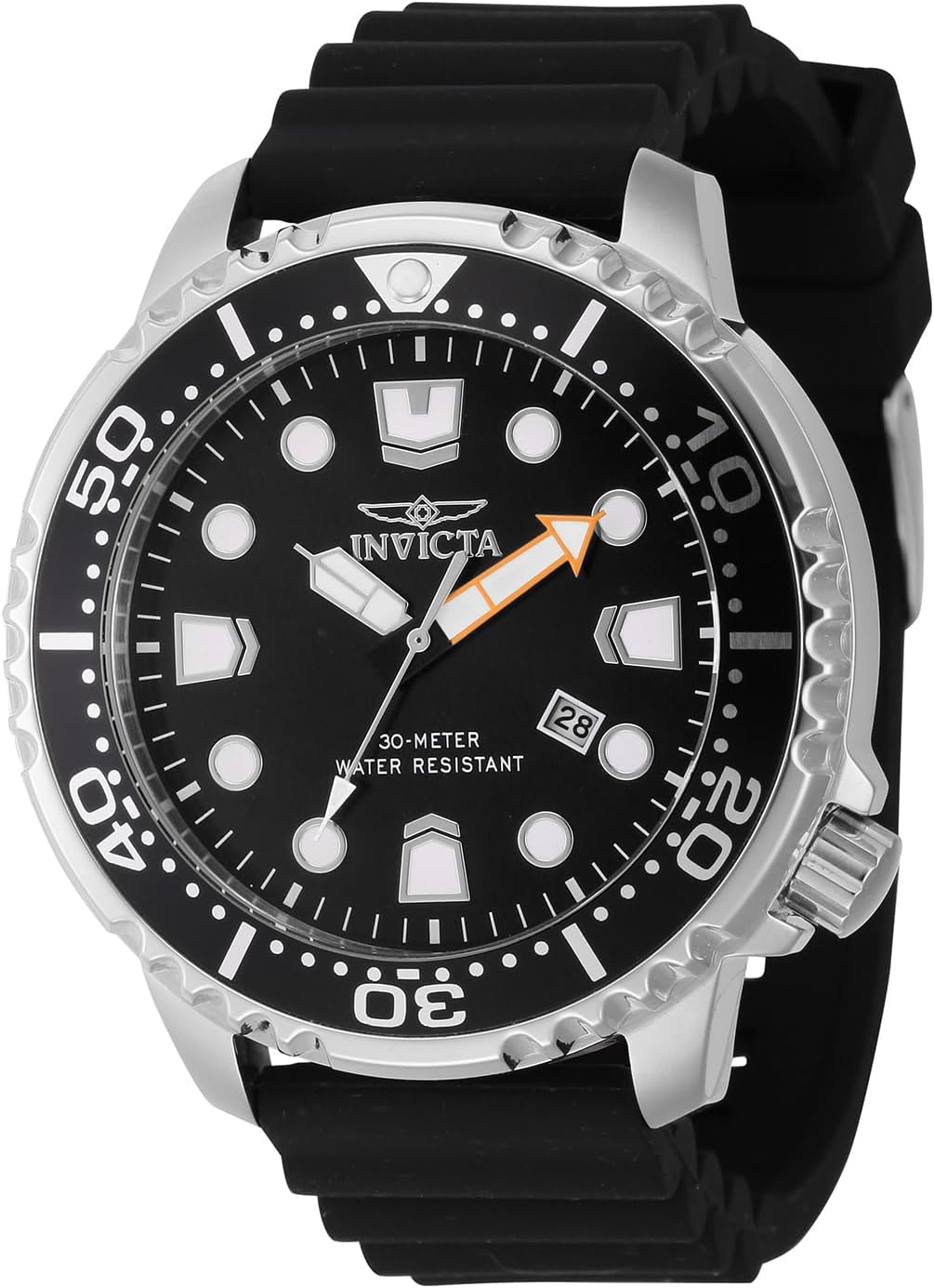 Invicta Pro Diver Men 48mm Stainless Steel Silver Black dial PC32 Quartz
