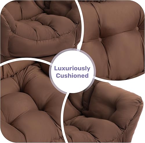 Miniatura 196 de HollyHOME - Silla perezosa grande de tela para sala de estar, silla de lectura, acogedora silla de descanso con reposabrazos, sofá de ocio, color