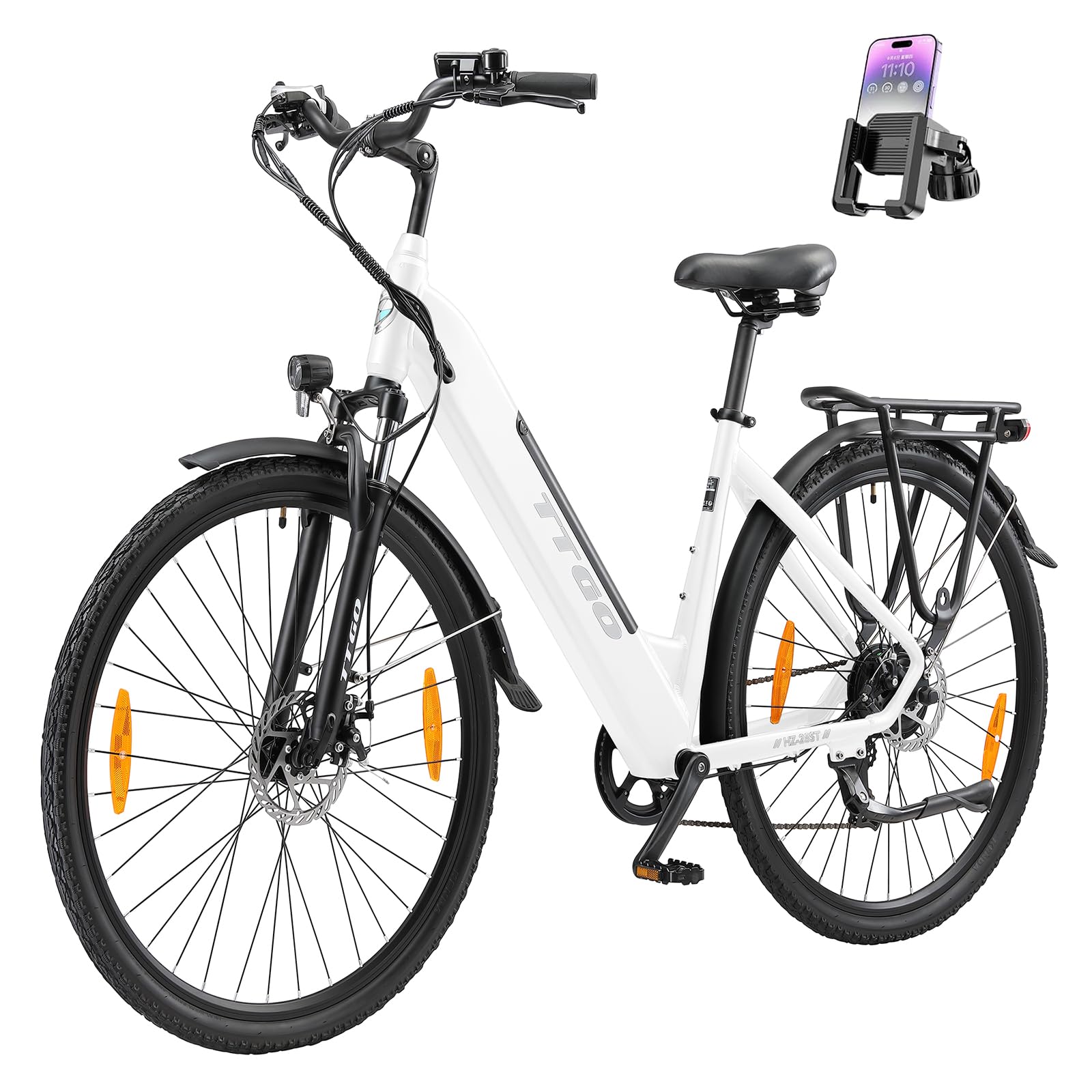 ttgo 28 Zoll E-Bike für Damen & Herren, 250W Heckmotor 36V 20Ah Herausnehmbarem Akku, 7-Gang 25 km/h, 90-110 km Reichweite, City E-Bike für Alltag & Stadtverkehr, HZ-28ST