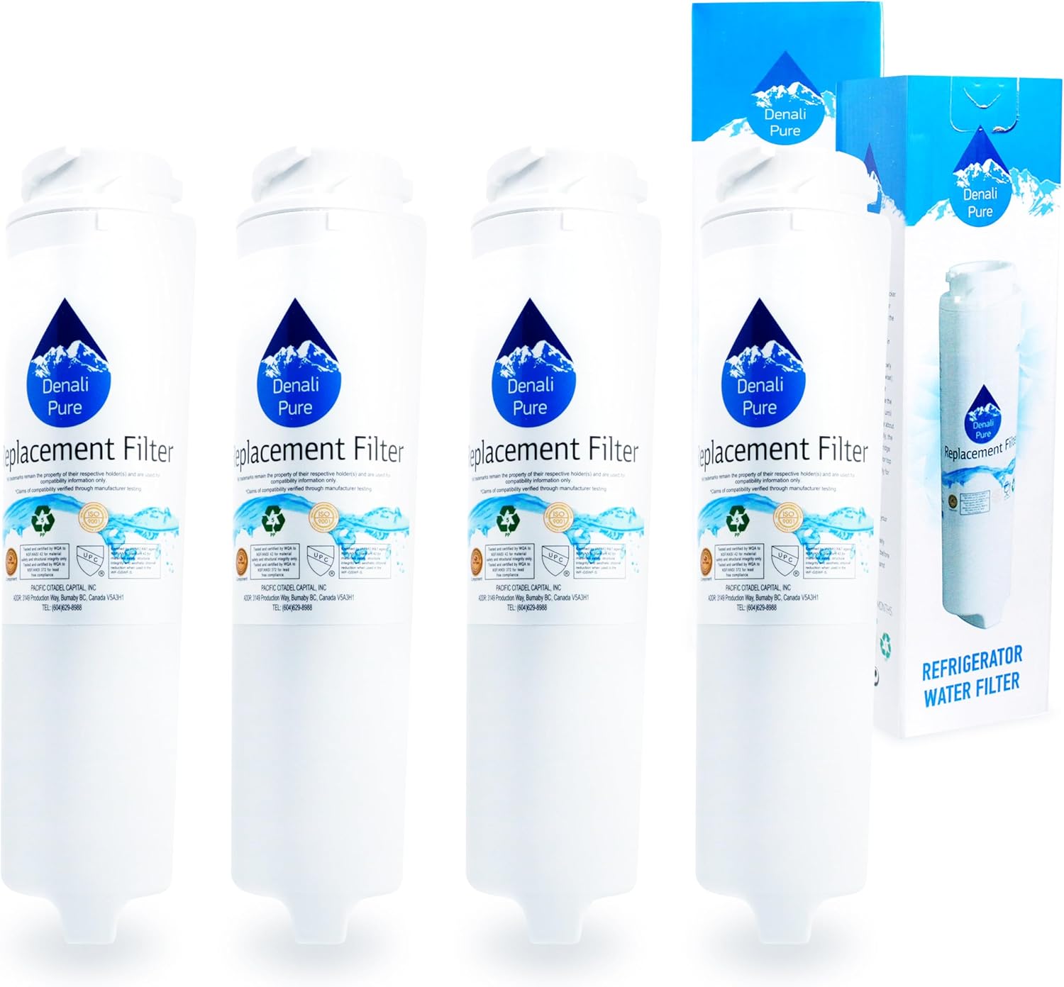 4-Pack Replacement for General Electric PFCS1NJWASS Refrigerator Water Filter - Compatible with General Electric GSWF Fridge Water Filter Cartridge
