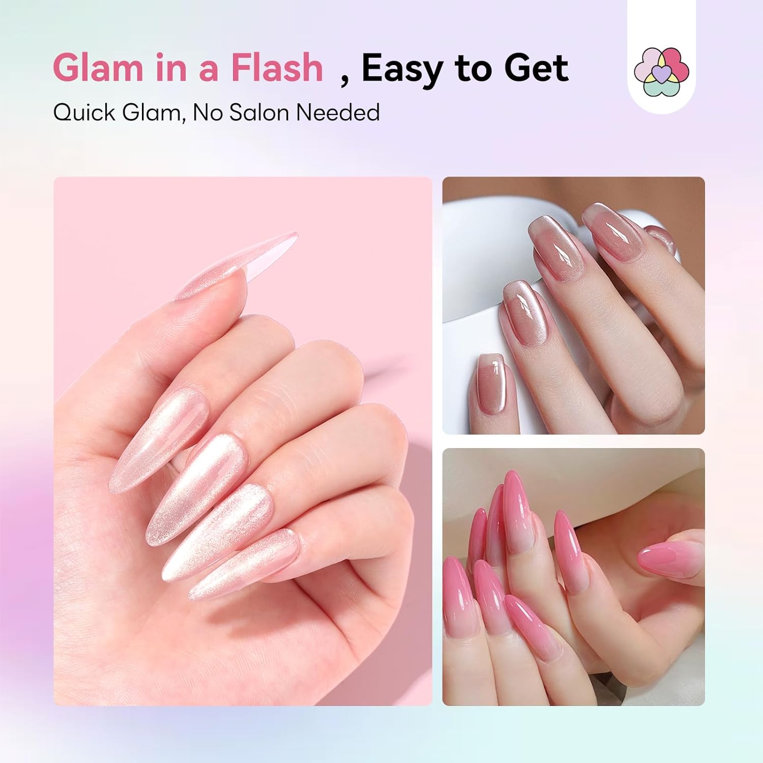 SAVILAND Hema-Free Poly Gel Nail Kit Starter: 15 Extend Gel Natural Colors Peach Rose Pink Brown Cat Eye Effect with Mini Nail Lamp Slip Solution for Long Lasting Nourish Nails Home Salon Daily DIY