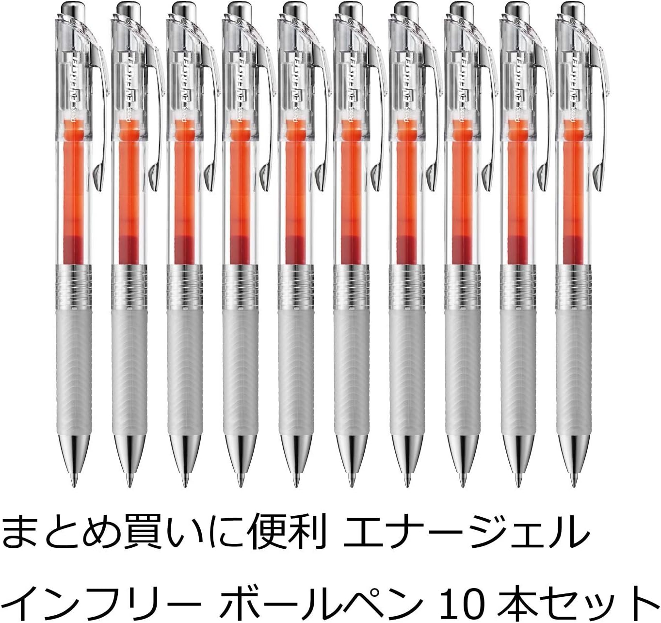 Pentel BL77TL-F EnerGel Ink Ballpoint Pen, Orange, 10 Pieces