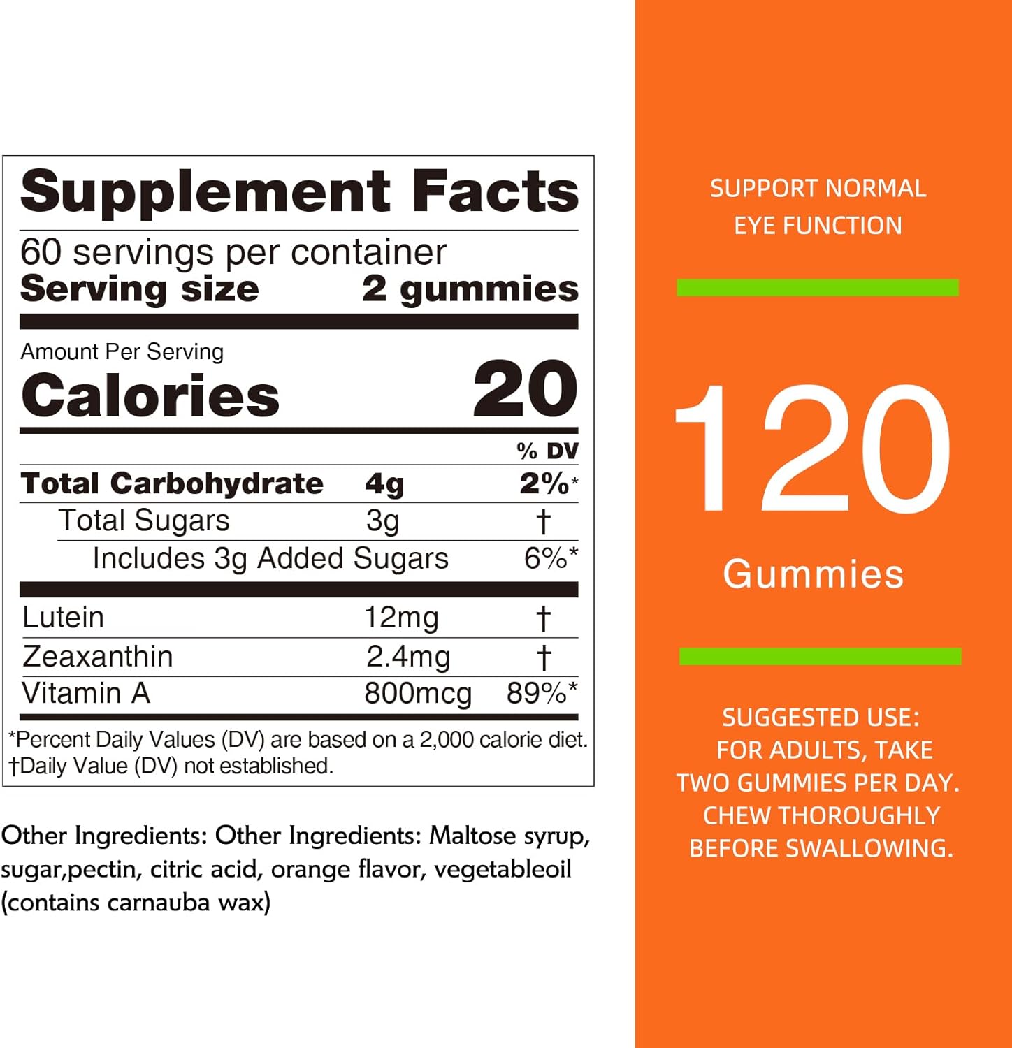 Nature's Key Lutein Gummies 12mg with Zeaxanthin & Vitamin A for Kids and Adults | Eye Health and Brain Function Supplement | Orange Flavor, 120Ct - Image 6