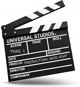BIGOTTERS Movie Film Clap Board, Hollywood Clapper Board Wooden Film Directors Clapboard Photography Props for Movie Theme Party Decorations Night Party Accessory with Black & White, 12"x11"