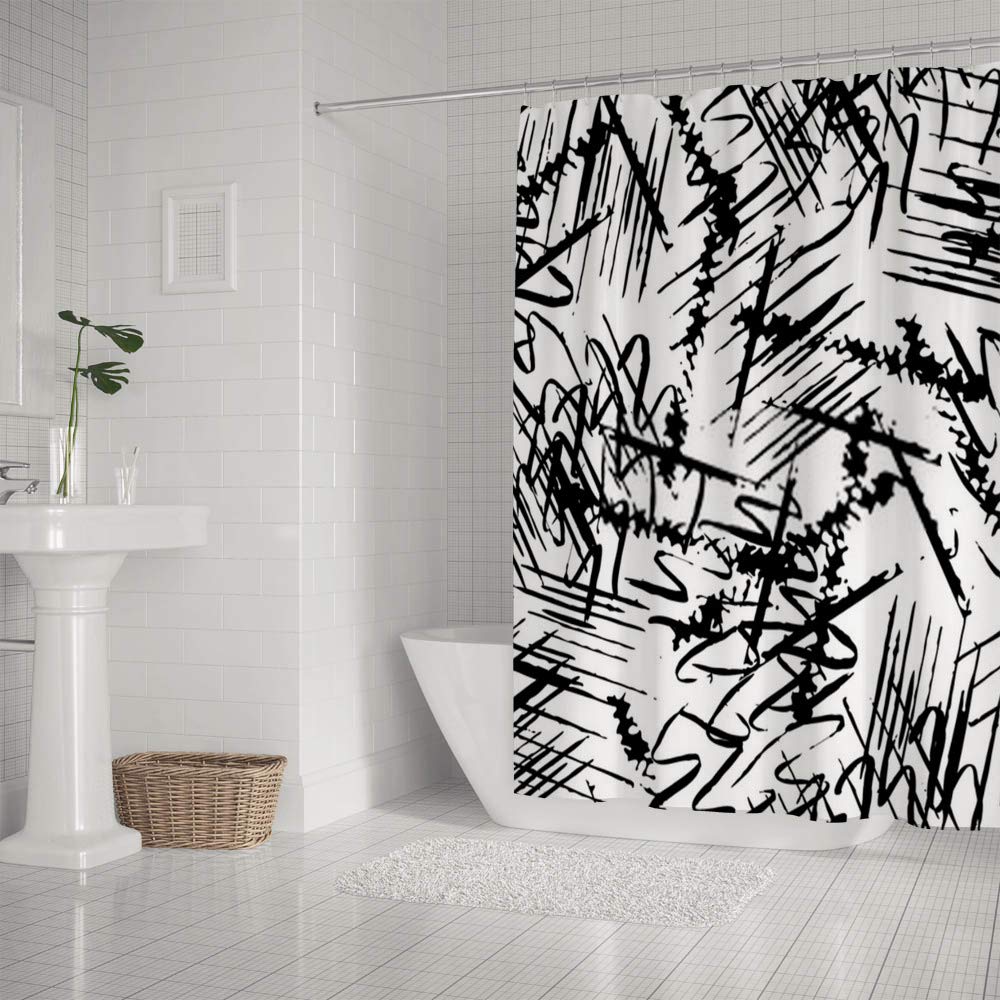 Rideau de douche imperméable à motifs lignes 66x72 inch