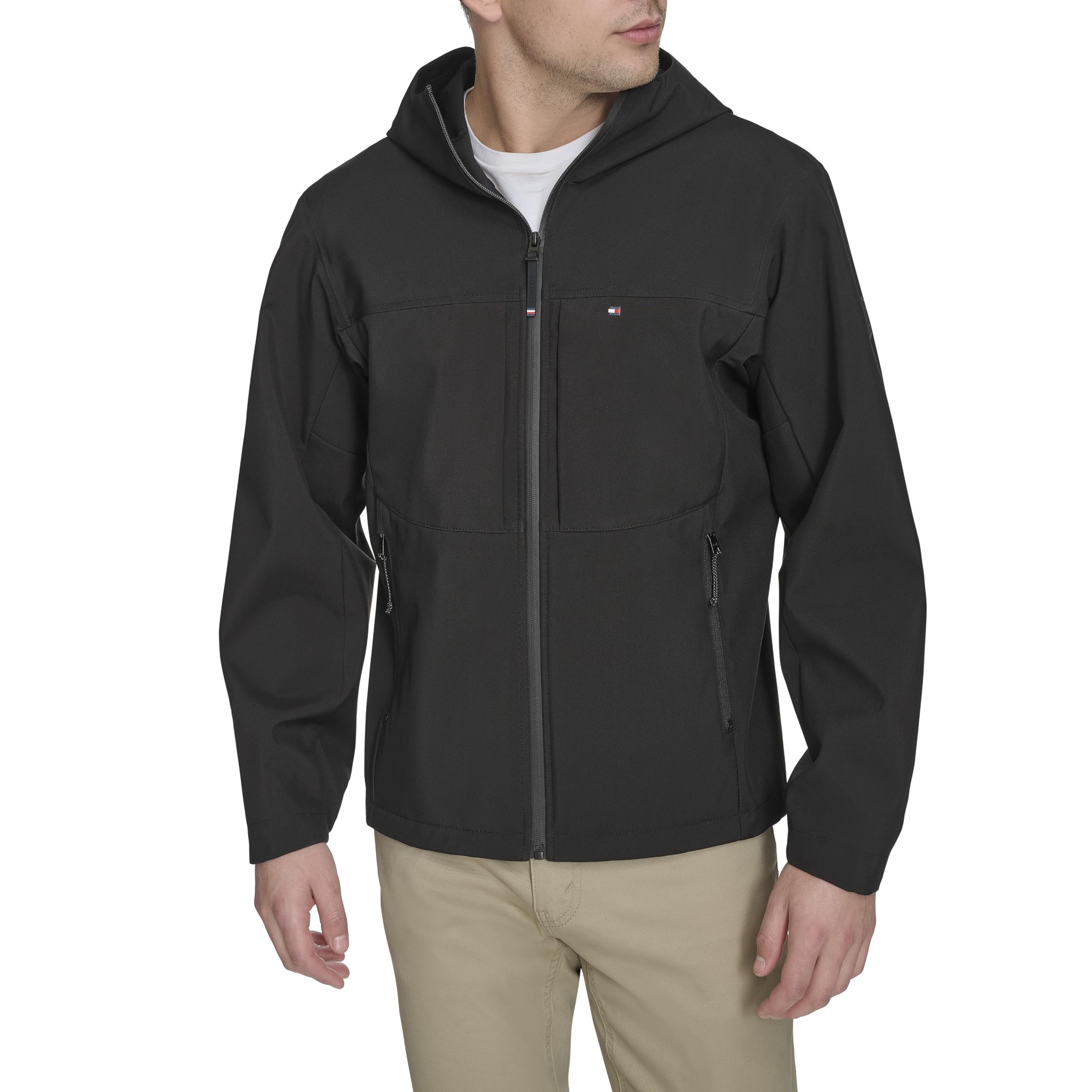 Mens Soft Shell Hooded Raincoat