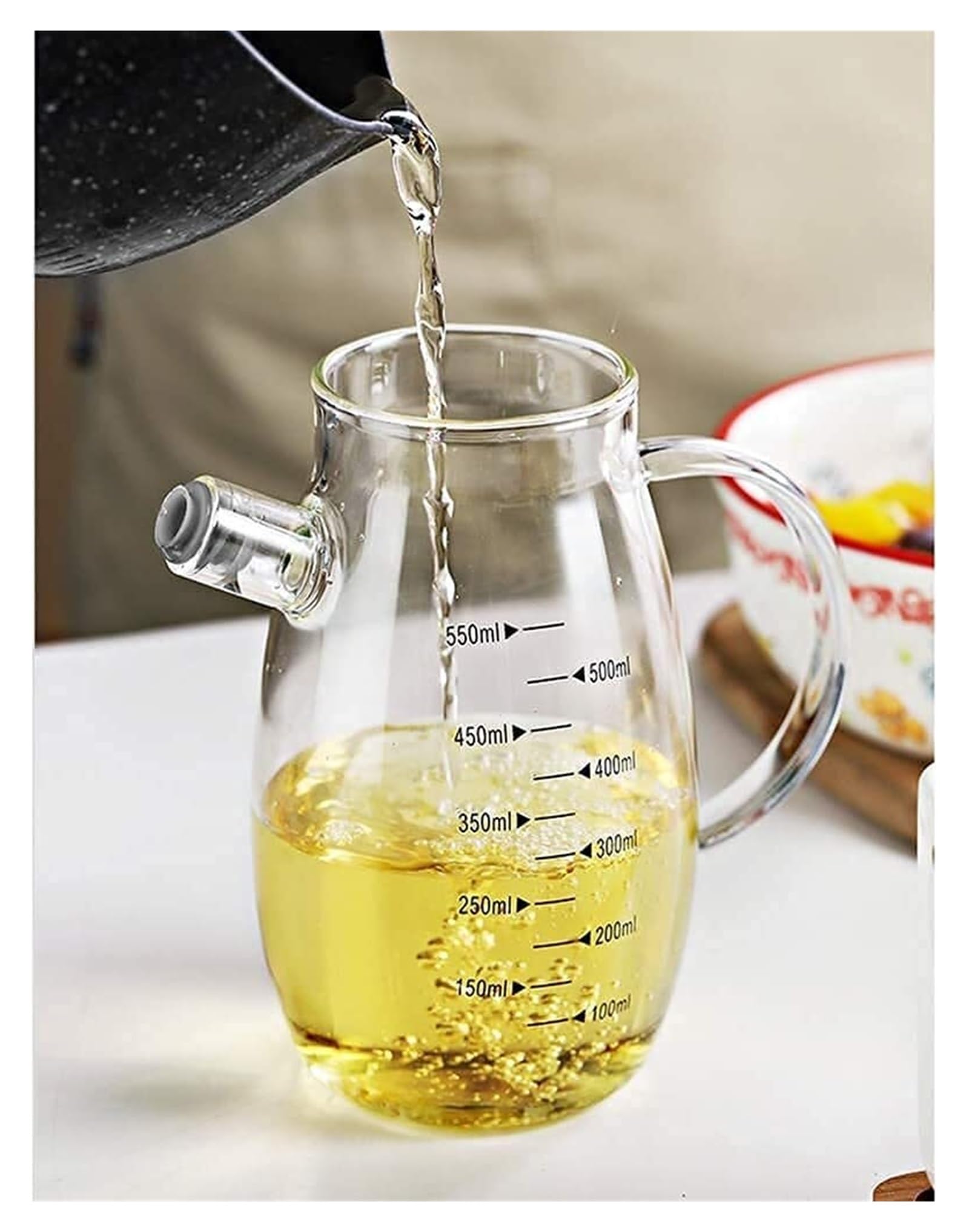 Dozownik oleju i octu Dozownik oleju i octu, szklany olej do smażenia ocet Cruet z zakrętką do butelki ze stali nierdzewnej odporny na kurz Ocet(850ml)