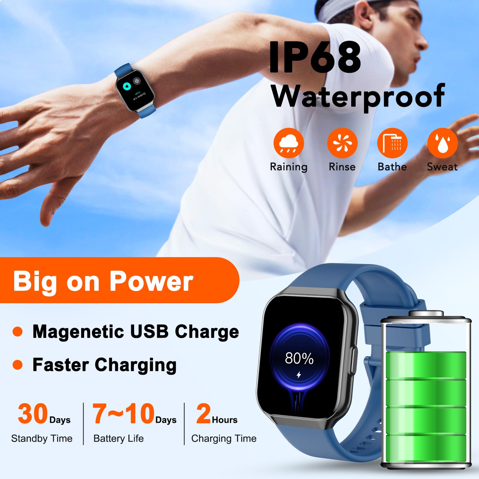 Smartwatch Uomo Donna, 1.96" Orologio Smartwatch con Effettua o Risposta Chiamate, 110+ Sportive Smart Watch con Contapassi/Sonno/Cardiofrequenzimetro, Impermeabil IP68 Fitness Tracker per Android/iOS