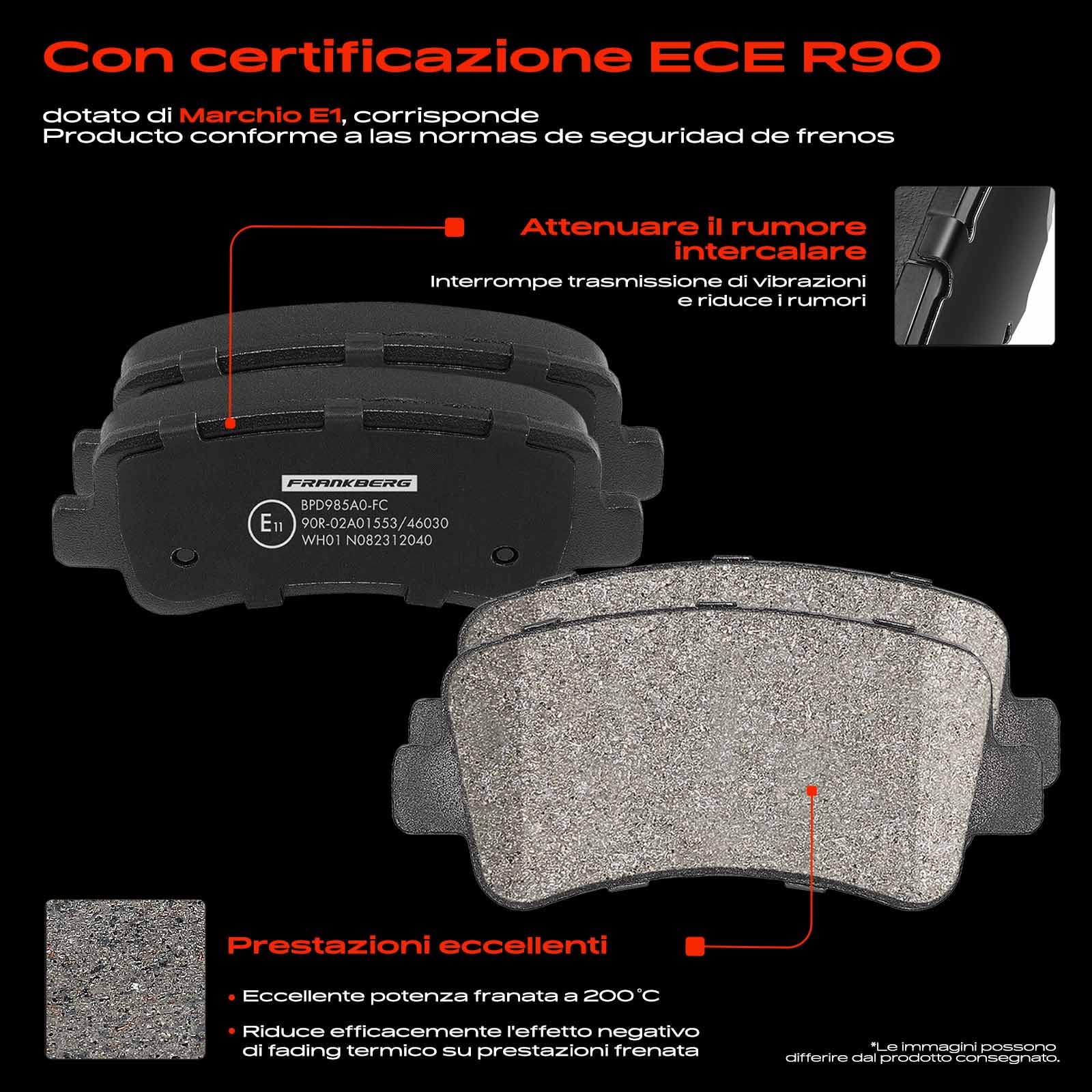 Frankberg Set freni incl. 2x Dischi Freno + 4x Pastiglie dei Freni Posteriore Compatibile con Master III Bus JV Movano B Bus X62 NV400 Bus X62 X62B Master III Replace# 4420066
