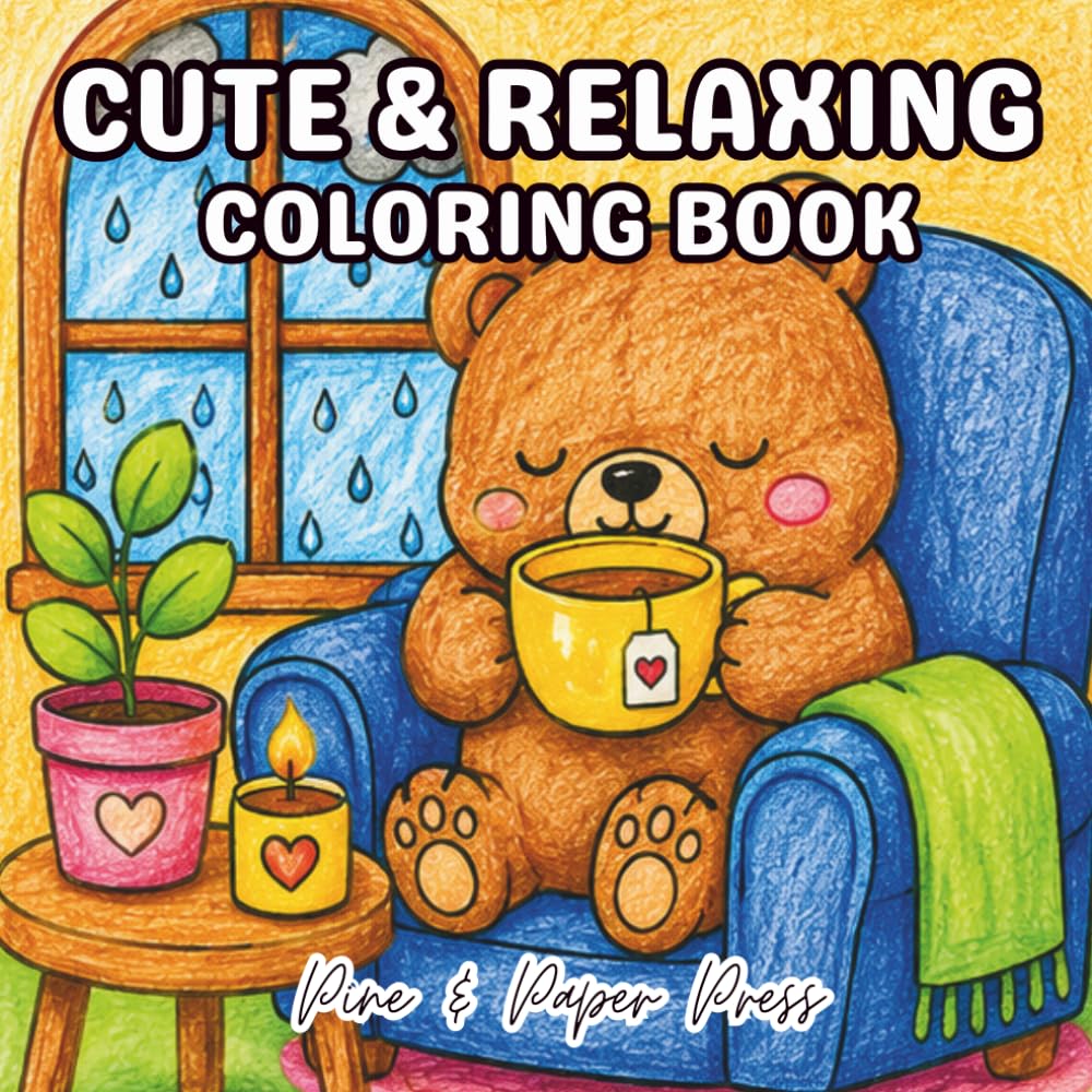 CUTE & RELAXING COLORING BOOK: Relaxing Coloring Book for Adults & Teens Featuring Adorable Animals Living Sweet Cozy Lives