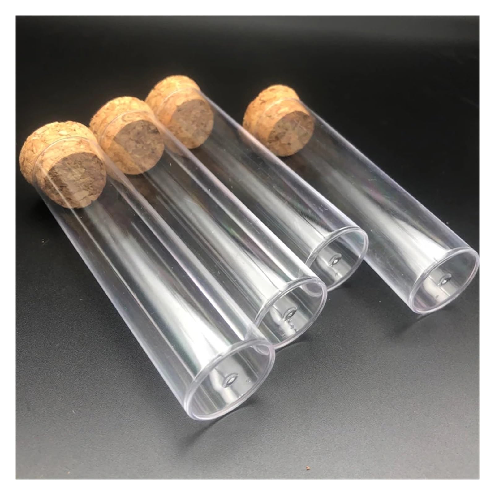 100 Sztuk/partia 25 * 95mm Płaskie Dno Przezroczysta Plastikowa Probówka Z Korkiem Przezroczysta Plastikowa Rurka