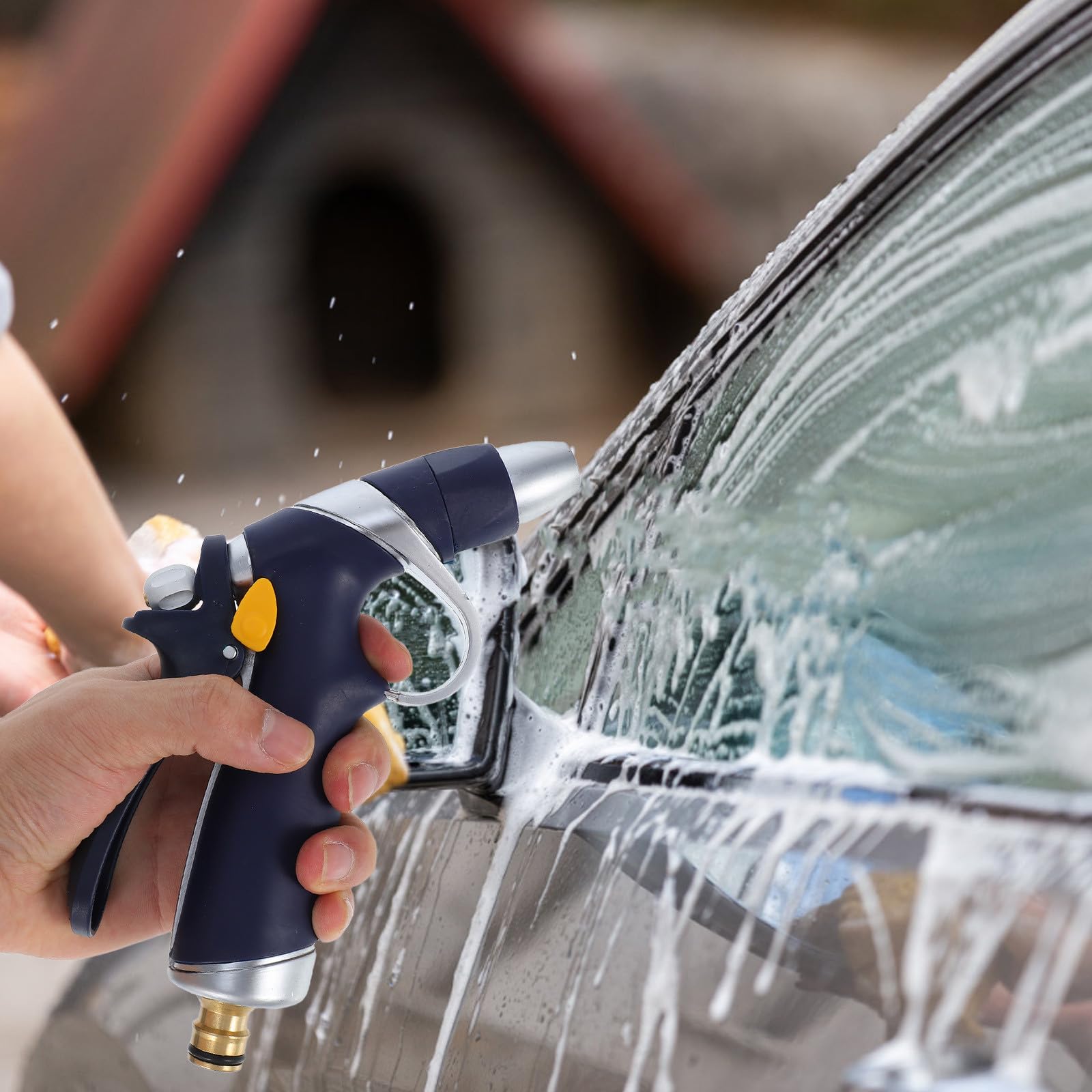 Hochdruck Waschgerät Auto Sprühpistole Aluminiumlegierung mit Clipgriff Rutschfest für Gartenschlauch Autopflege und Bewässerung