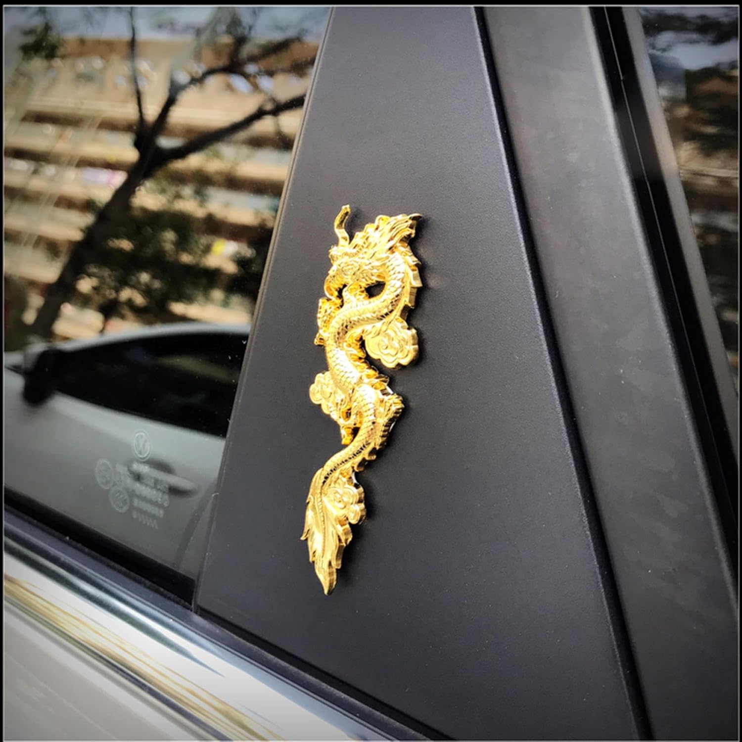 YUANZHOU 3D Dragon Metal Car Sticker for 2PCS Auto Car Motorcycle Logo Badge Emblem Tail Decals,Black