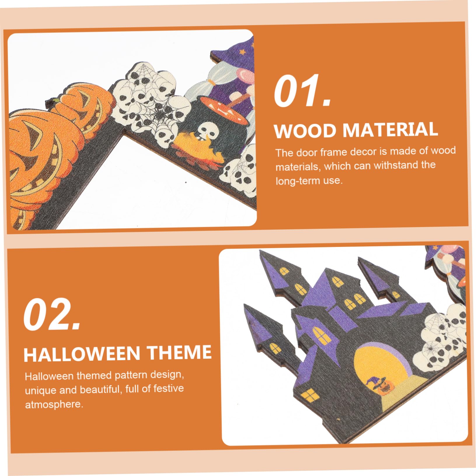 Cabilock 5 Sätze Halloween-türrahmenaufkleber Halloween-tür-eckschild Spukhaus-fensterrahmen- Türecke Mit Kürbisschädel Interessantes Halloween-Ornament Spukhaus-tür-eckdekoration Holz
