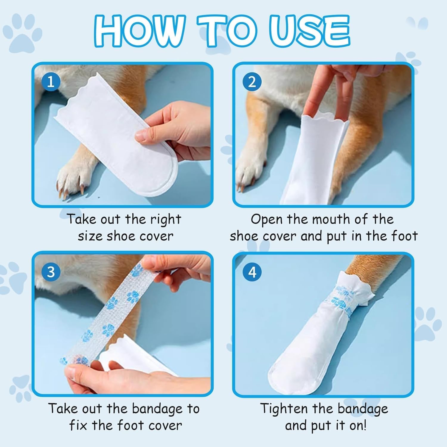 40Pcs Disposable Dog Socks, Dog Boots for Paws Dog Socks Waterproof Stop Licking Pet Paw Protectors Dogs Shoes with Bandage - Image 4