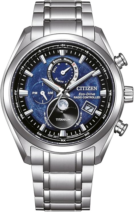 Citizen Eco-Drive Herrenarmbanduhr Funk-Solar Titan/Blau BY1010-81L