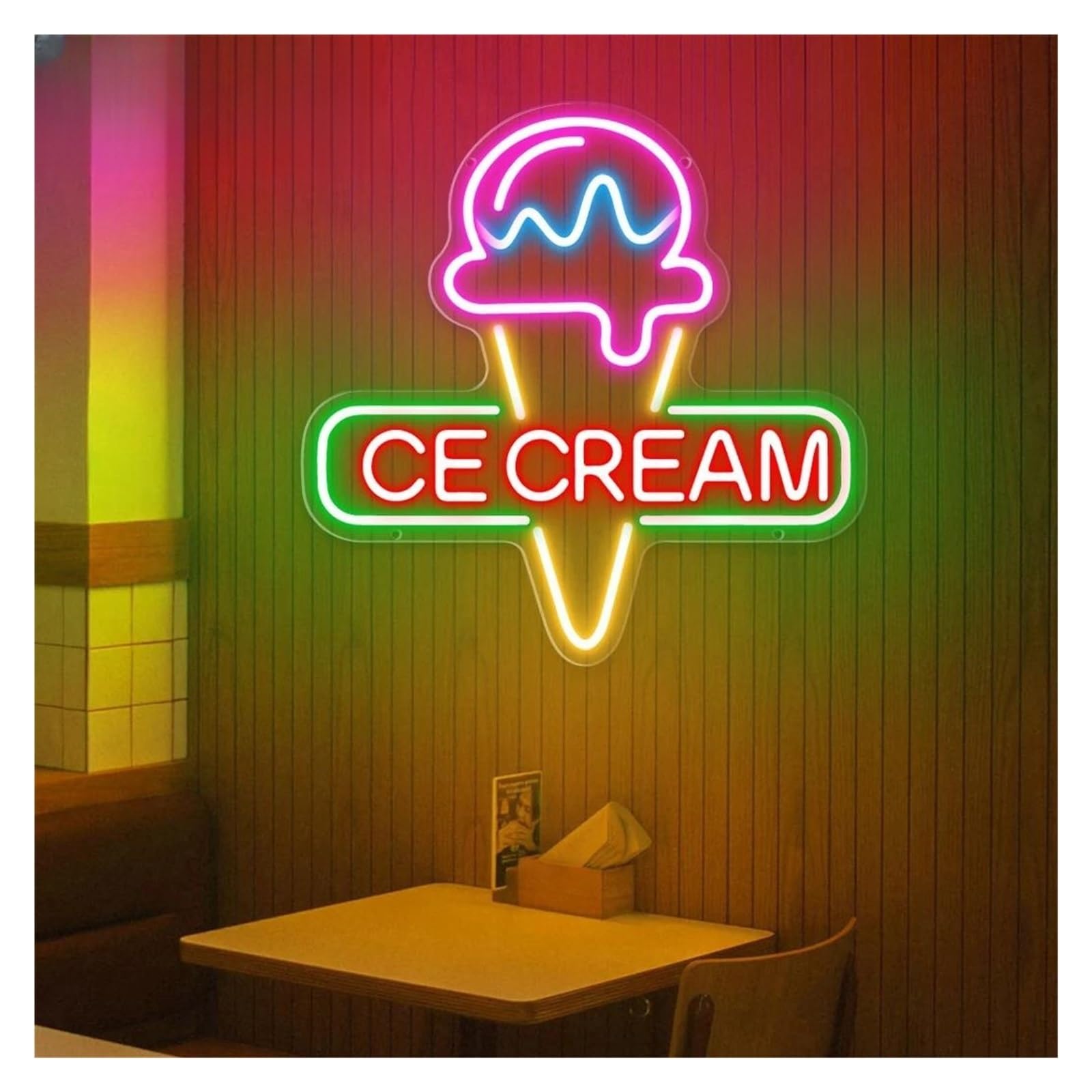 Letrero luz neón LED de helado para letreros neón Comida para luz para heladerías Restaurantes Tiendas bocadillos