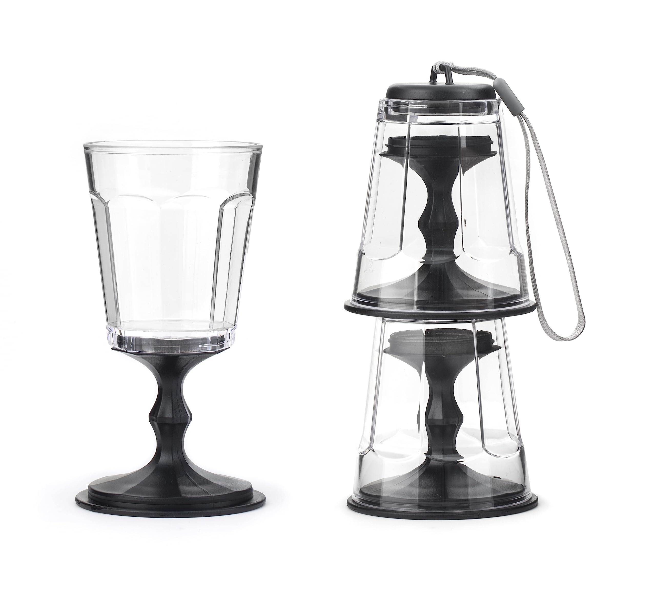 Kikkerland apilables Copa de Vino, Juego de 2, Negro