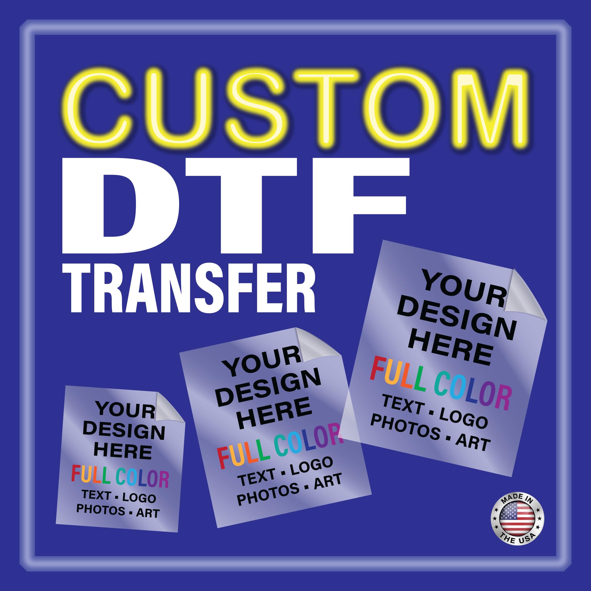 Custom DTF Transfer, Ready to Press Personalized Designs, Full-Color Clothing Transfer, Iron on Film, T-Shirt Transfer, Direct to Film for Heatpress,