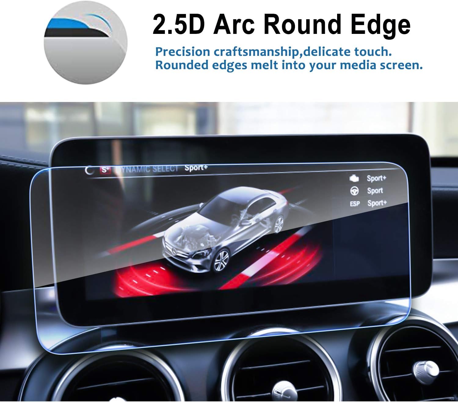 LFOTPP Car Navigation Screen Protector for 2019 Benz C-CLASS W205 10.25 Inch,Tempered Glass 9H Hardness Audio Infotainment Display Center Touch Protective Film Scratch-Resistant