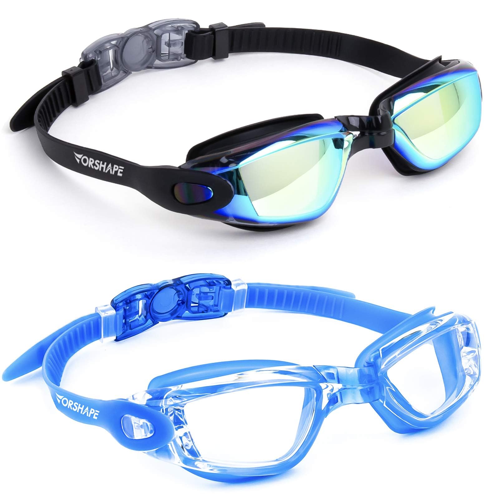 Juego de 2 gafas de natación sin fugas para adultos, hombres, mujeres, jóvenes