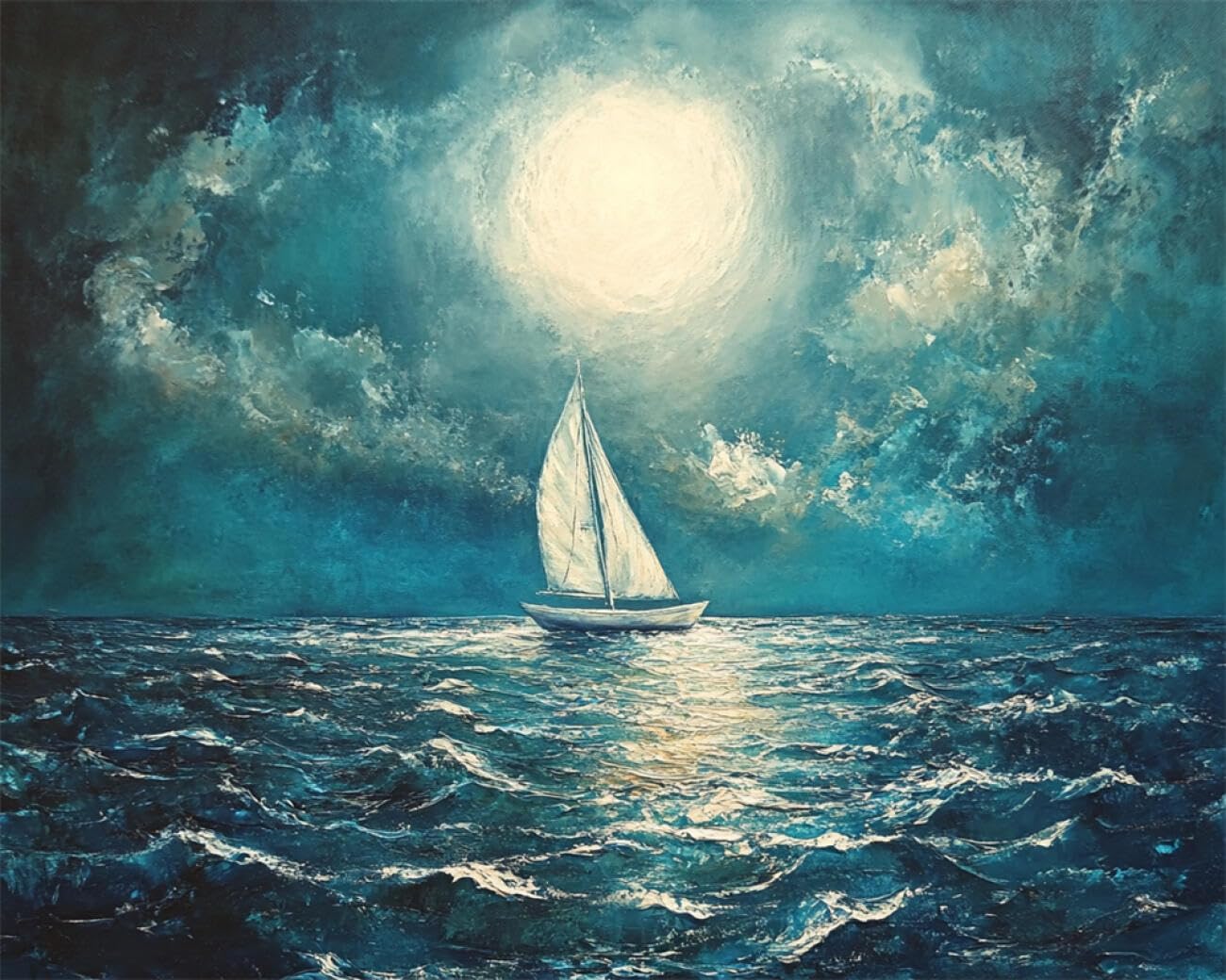 RKFLGEW DIY Bead Embroidery Kit Sea Sailing Boat 40x50cm