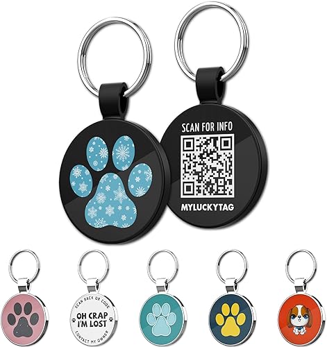 MYLUCKYTAG Etiquetas de identificación de mascotas con código QR - Perfil en línea de mascotas - Escanear QR Recibir correo electrónico de alerta