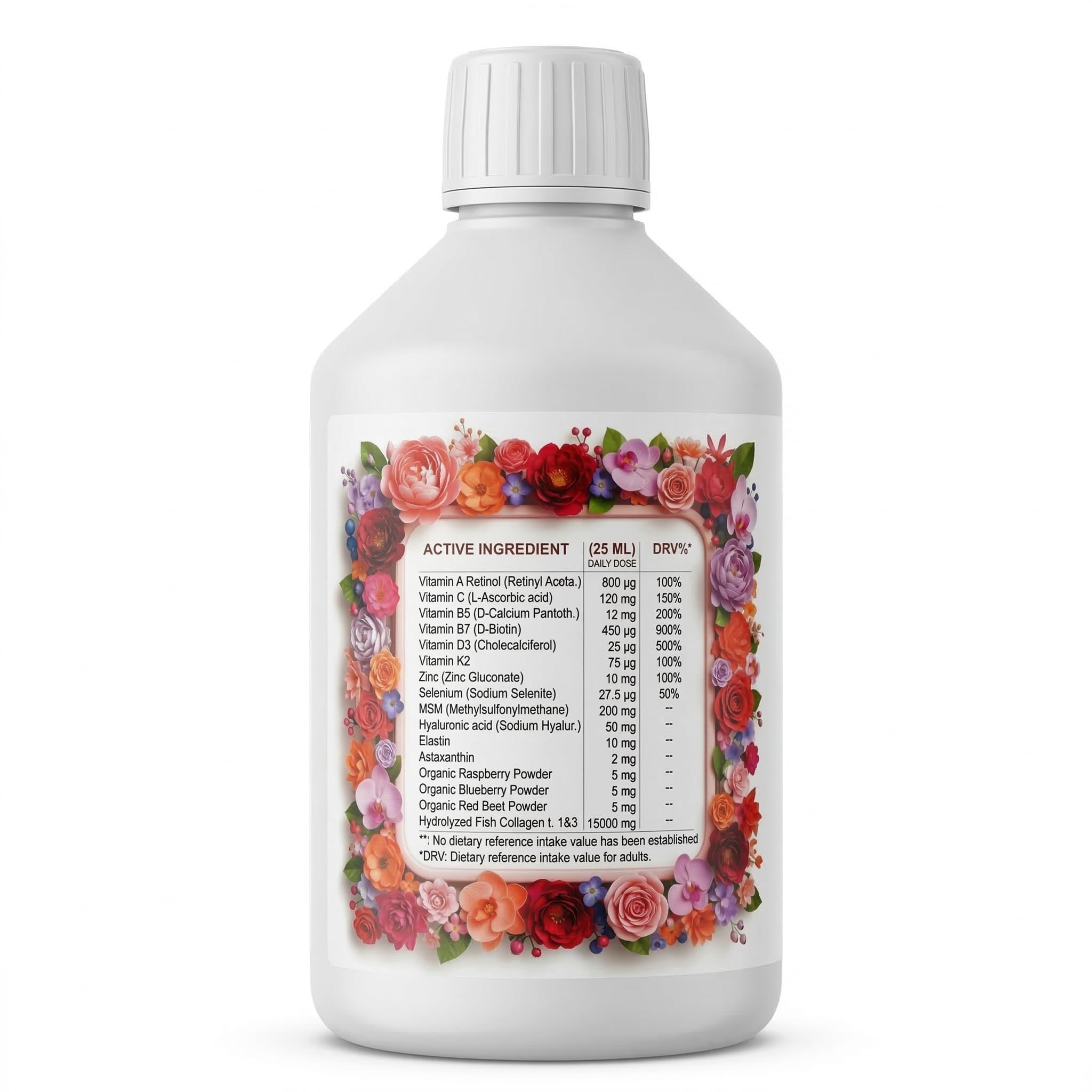 Collagene Marino Idrolizzato 15000 mg + Acido Ialuronico + Retinolo + Elastina + Vitamina C Pelle più soda e luminosa capelli forti e articolazioni sane, Aiuta a rallentare i segni dell’invecchiamento