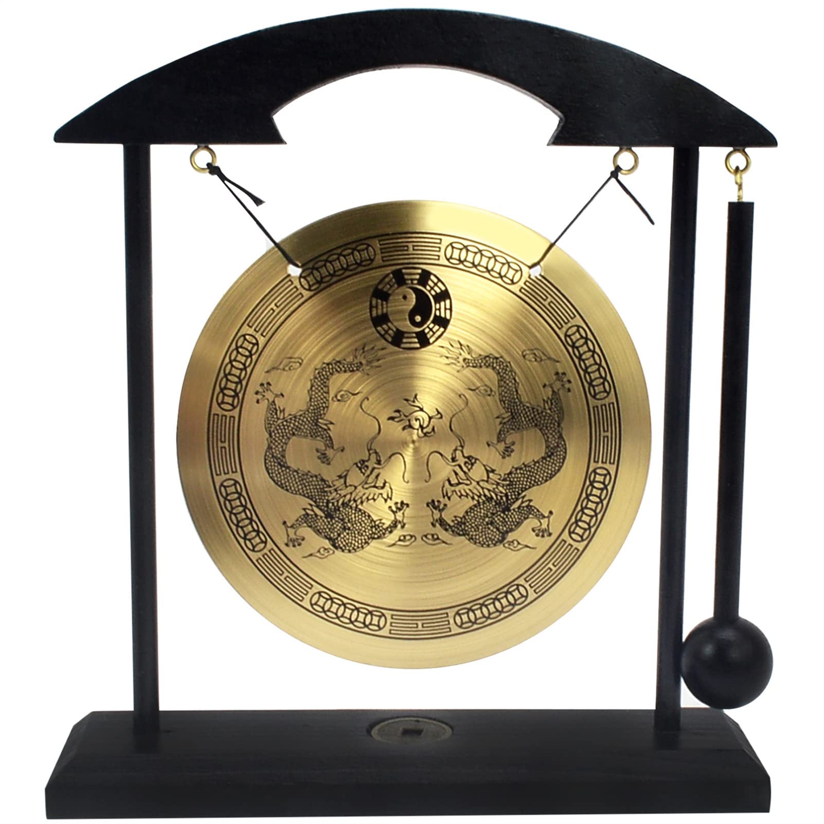 GoodyougeDesktop Gong with Beater Small Wind Gong Brass Desktop Gong Tam Tam Gong (Type2)