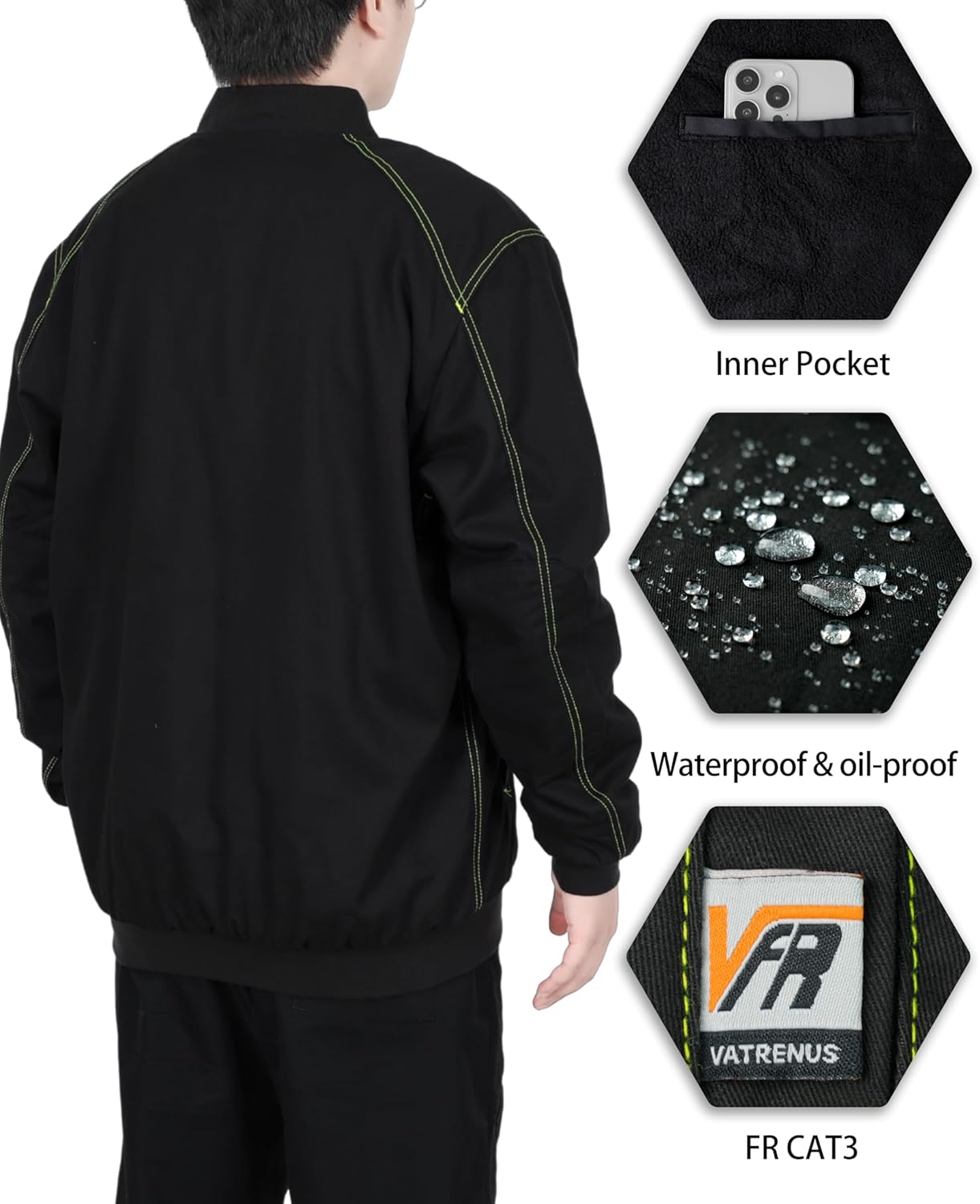 VATRENUS FR Jacket for Men Fleece Lined Flame Retardant Winter Coat Light but Warm Oil Resistant Water Repellent Workwear - Image 7