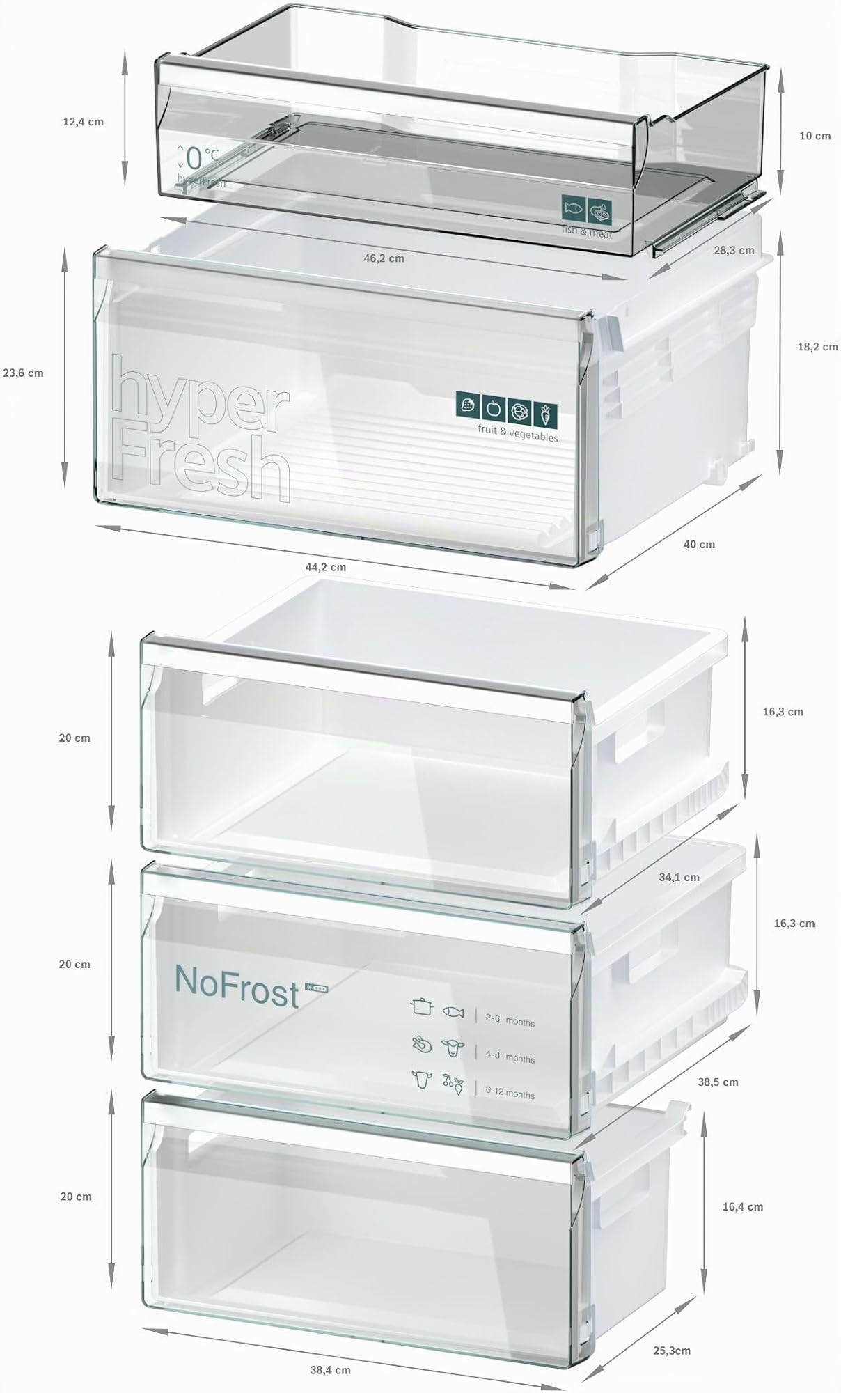 Siemens iQ300 Freistehende Kühl-Gefrier-Kombination 203 x 60 cm, KG39NVICV, 260 L Kühlen & 103 L Gefrieren, Total noFrost, Nahtlose Platzierung, hyperFresh 0°C Schublade, LED-Beleuchtung, Edelstahl