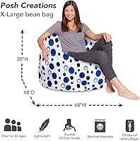 Vista 351 de Posh Creations - Puff para niños, adolescentes y adultos, incluye funda extraíble y lavable a máquina, tamaño grande de 38 pulgadas, lona con diseño