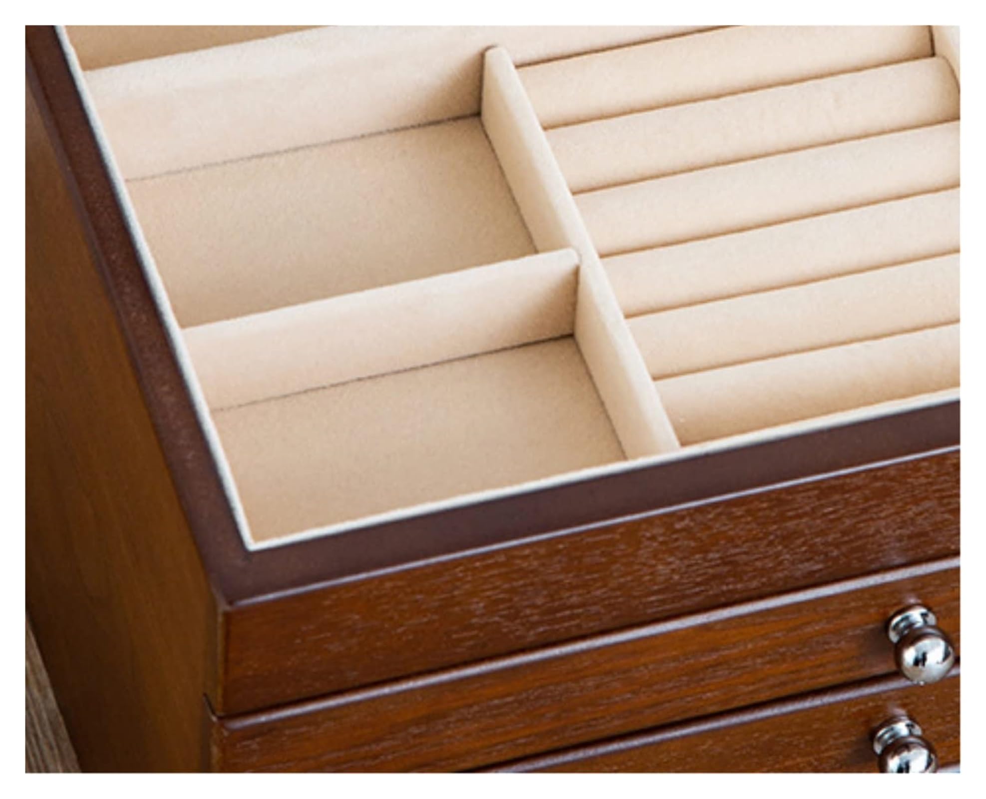 Genérico Cajas de joyería Caja de joyería 4 cajones Caja de Almacenamiento Organizador Contenedor con Cerradura Terciopelo para Anillos Collares Pendientes Estuche Porta Joyas Collar
