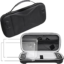 FDHYFGDY Hülle für Nintendo Switch 2 + 2X Schutzfolie, [Stoßfest] Harte Schutzhülle Handheld Tasche Case, Tragetasche für Switch 2 Case, Reisefreundlich-Schwarz