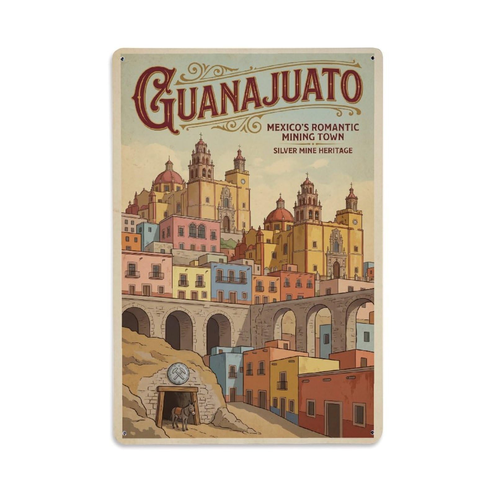 Huiyhb 8X12inch(20X30cm) Vintage Mexico Guanajuato Travel Metal Tin Sign