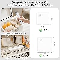 Vista 7 de Sellador al vacío compacto para alimentos (máquina selladora al vacío + 30 bolsas de vacío reutilizables), potente máquina selladora al vacío