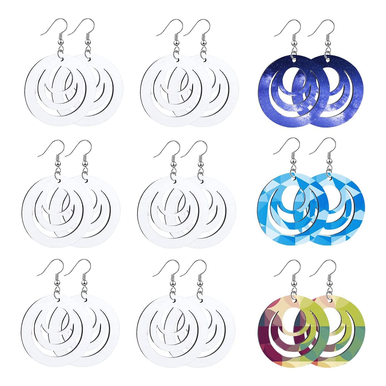 CTRLZS 30Pcs Sublimation Blank Earrings Heat Transfer Sublimation Print Wire Hook Earrings for DIY Jewelry Making Craft