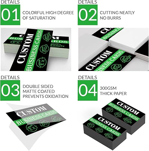Miniatura 2 de Tarjetas de visita personalizadas, 100 tarjetas de visita de impresión de doble cara, personalizadas con tu logotipo, tarjetas personalizadas de 3.5