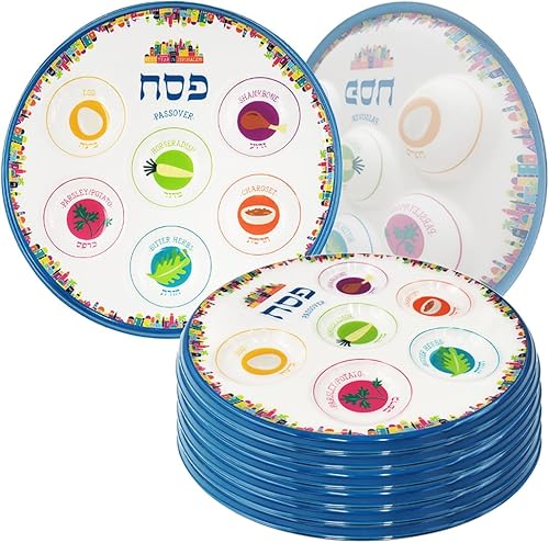 Miniatura 14 de The Dreidel Company Classic Seder Plate - Plato desechable para seder, paquete de 2 platos desechables de plástico de calidad de lujo de 10 pulgadas