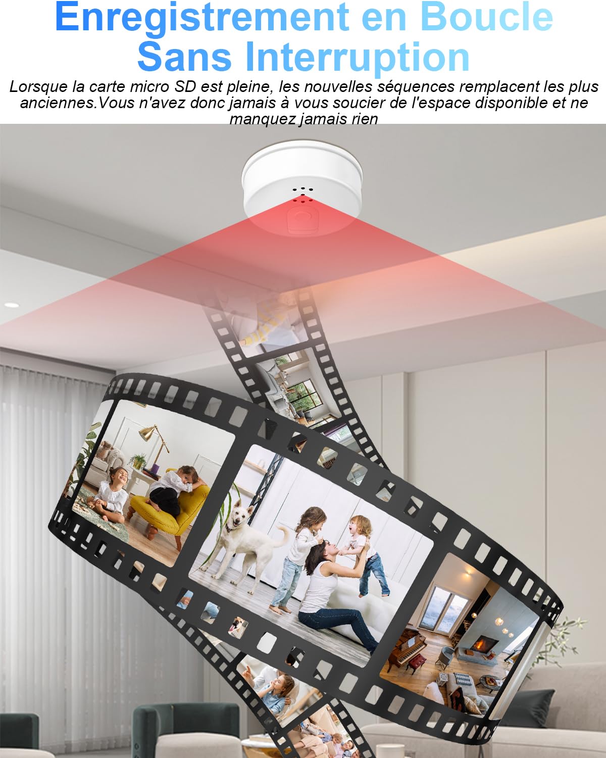 UYIKOO Camera Espion WiFi 5G, Mini Caméra Espion sans Fil 1080P HD, Détecteur de Fumée Micro Camera Surveillance A Distance Discrete Vision Nocturne Detecteur Mouvement 11 Heures d'Autonomie