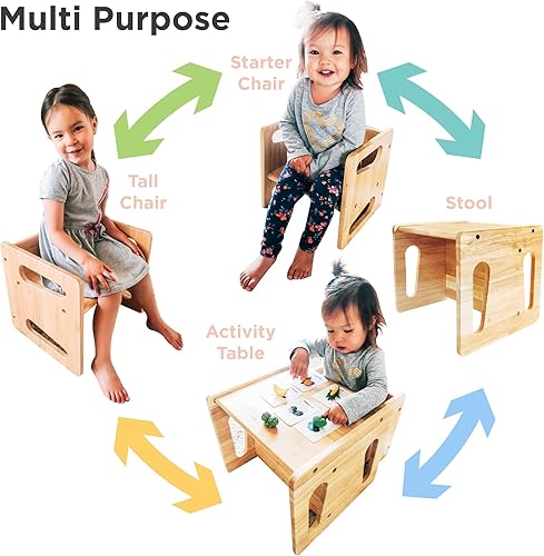 Miniatura 2 de Montessori Mesa y silla de destete (15 pulgadas), silla de madera maciza para niños pequeños, silla cúbica para niños pequeños, madera dura, muebles