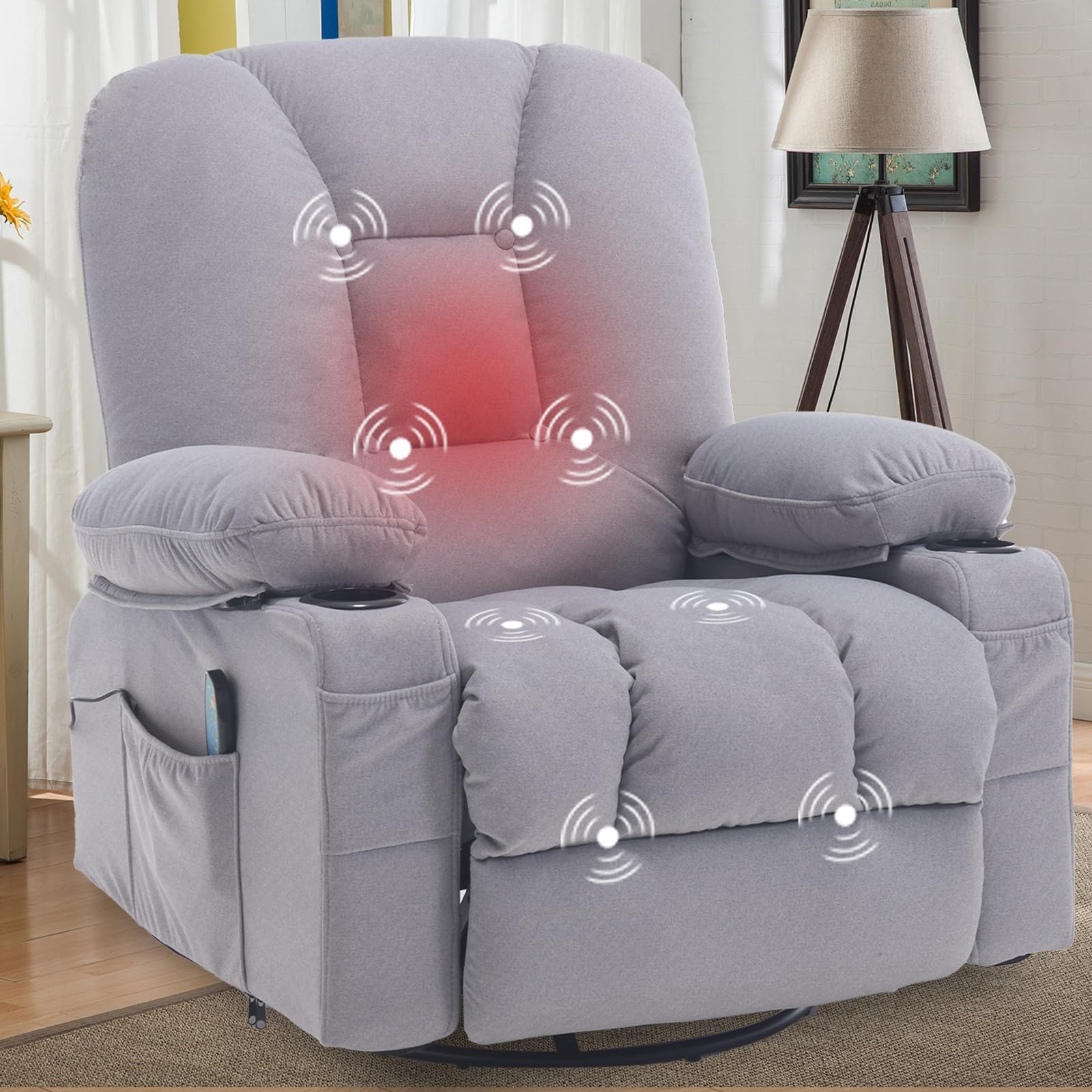 Amazon.com: W WARMHOL Swivel Rocker Recliner Chair - Manual Glider ...