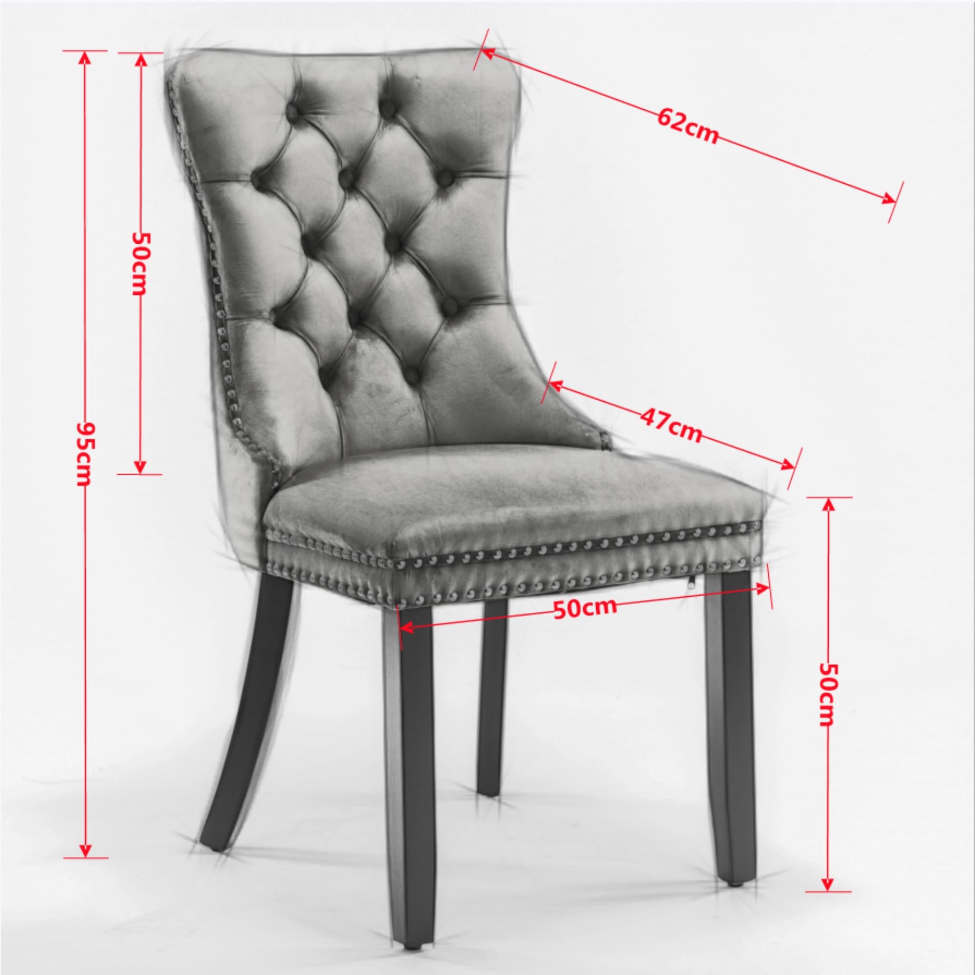 Set di 2 sedie per sala da pranzo, in velluto beige con piedini cromati, sedie imbottite con schienale alto