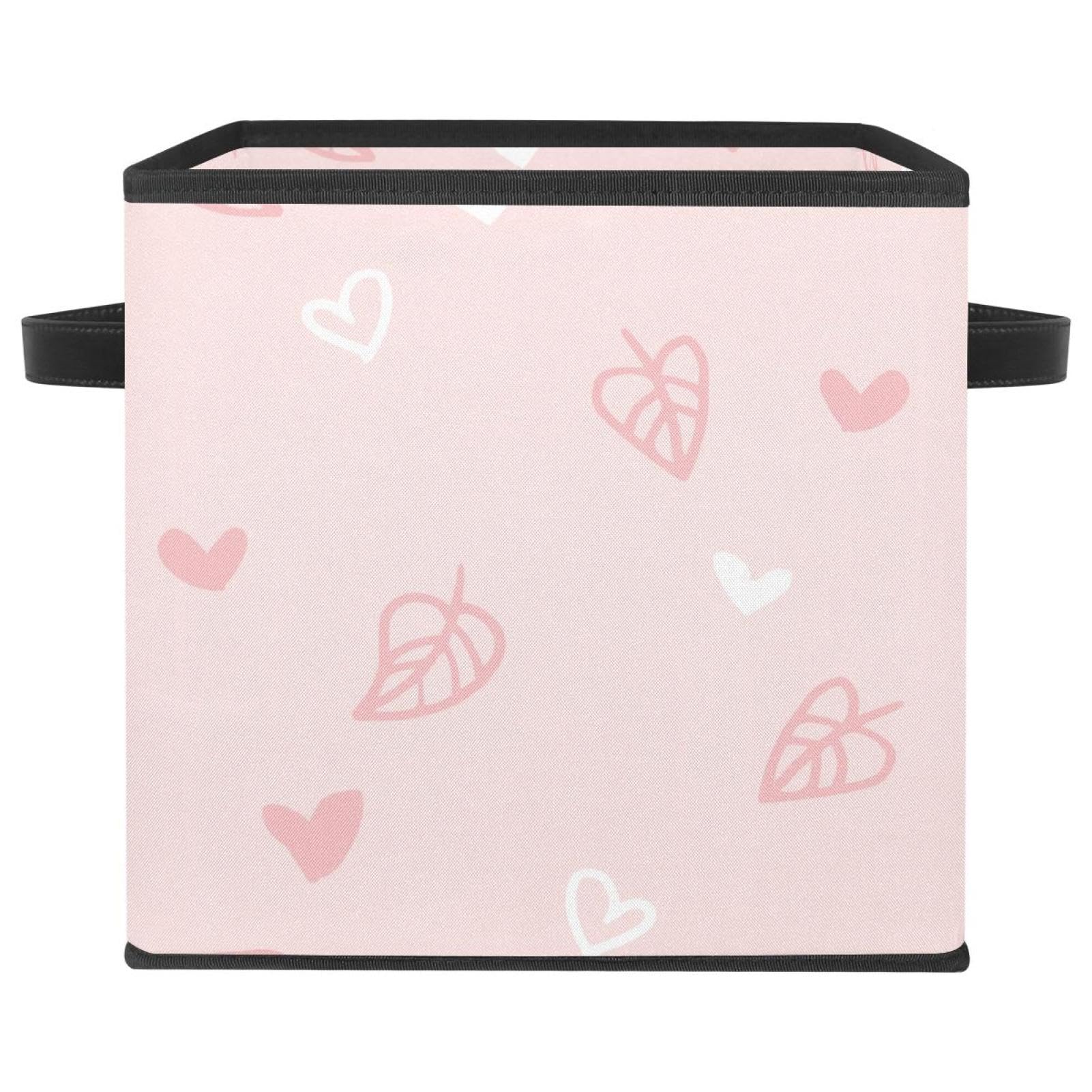 Boîte de rangement pliable cube en tissu rose pour placard de chambre