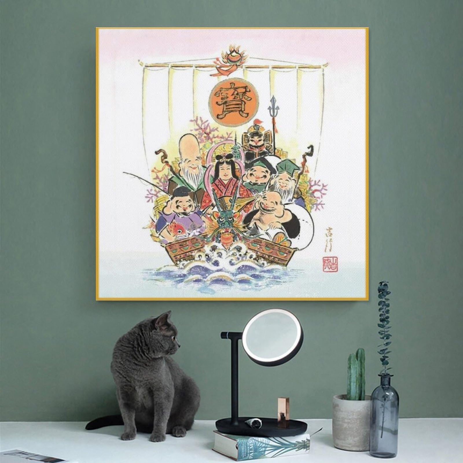 Amazon.co.jp: 七福神 ポスター ポスター 装飾 絵 キャンバス 壁アート