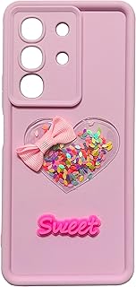 Heart Glitter Phone Case for Vivo Y29 4G Cover, TPU Soft Silicon Bumper, Camera Protection, Anti-shock Cover (Pink)