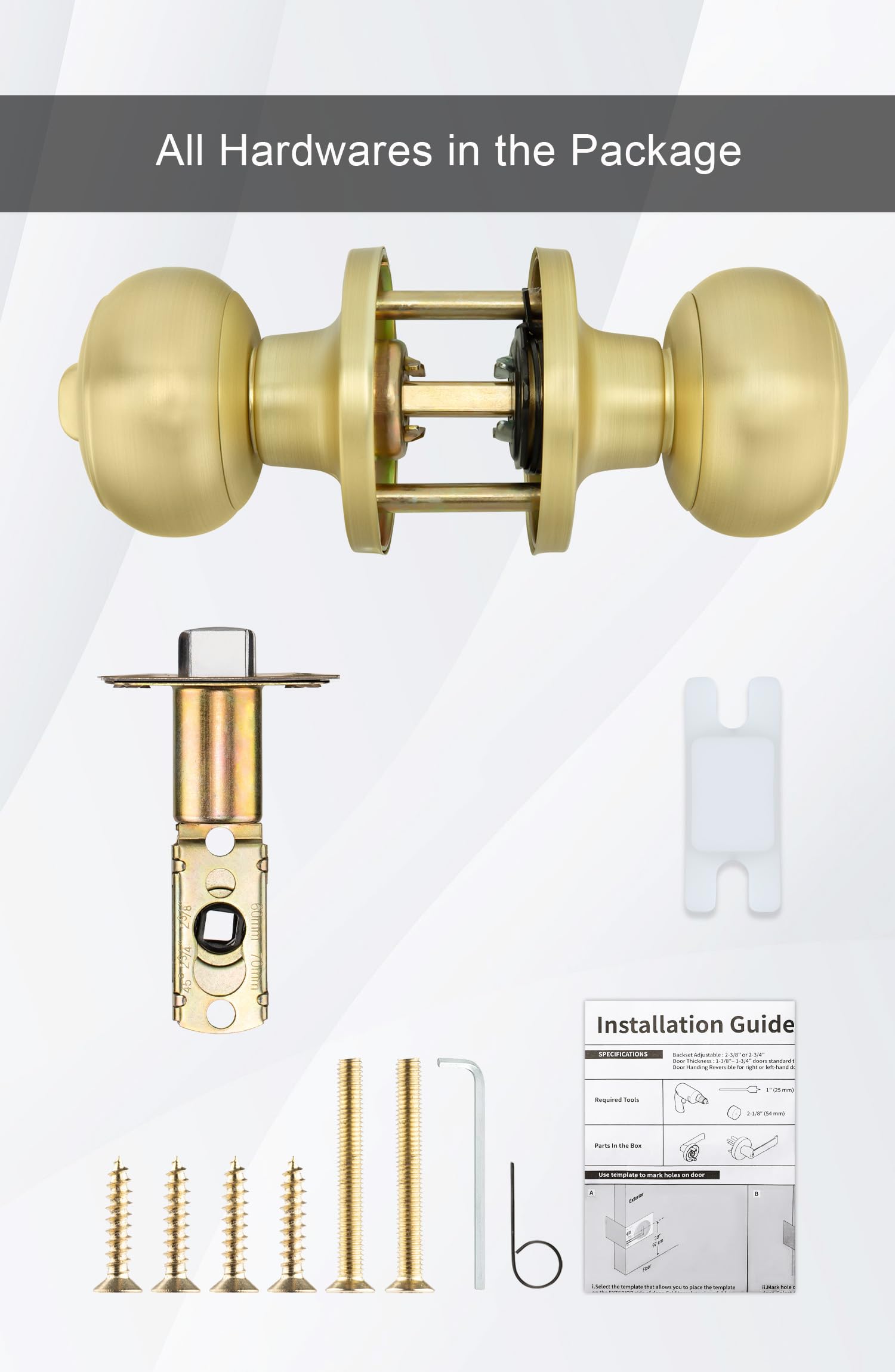Brushed Gold Door Knobs - 6 Pack Interior -7
